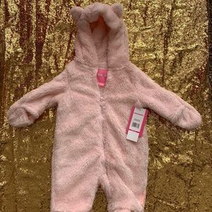 Fluffy Pink Onesie Coat for Baby Girl